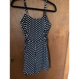 C Blue & White Polka Dot Sun Dress (A204)‎